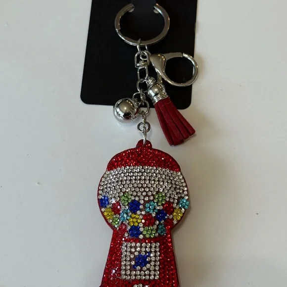 Red Rhinestone Gumball Machine Keychain - Picture 3 of 3